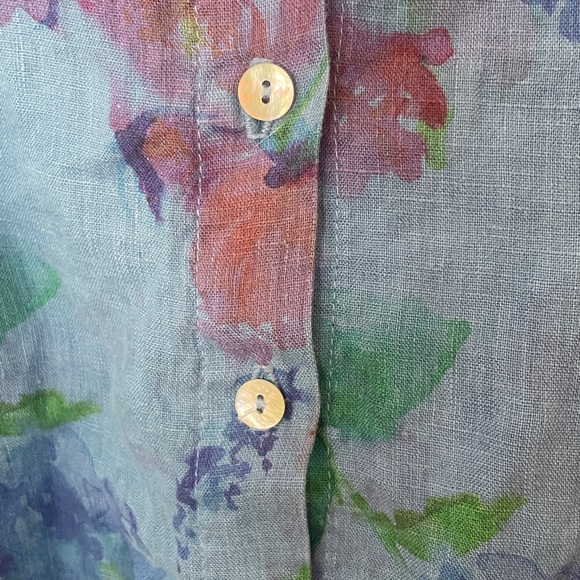 Cut Loose boho chic gorgeous women’s size Medium floral print linen blouse top - Picture 3 of 9